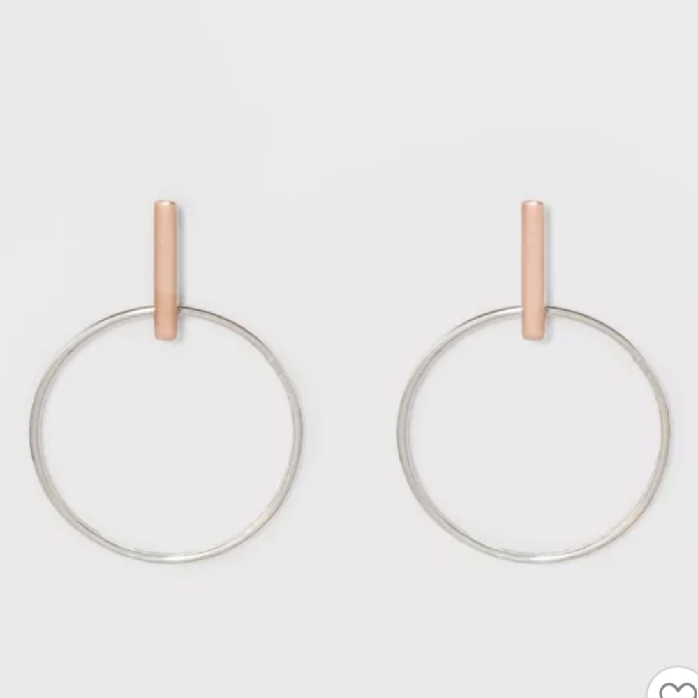 Drop Post Rose Gold & Silver Plated Round Earrings